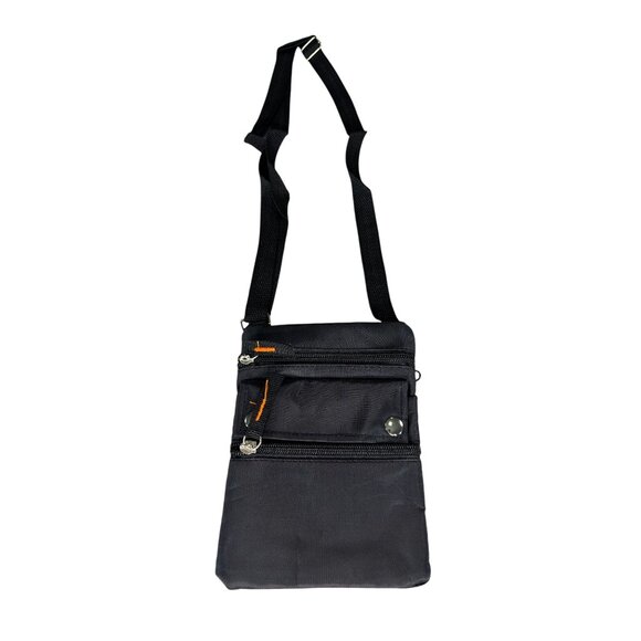 Black Multi-Pocket Crossbody Bag With Adjustable Strap & Zippers - Picture 1 of 5